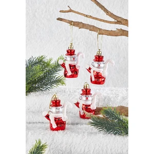 4lü Yılbaşı Çam Ağacı Şapkalı Kardan Adam Süs 8 cm