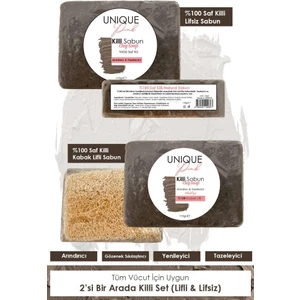 Unique Pink El Yapımı 100 Saf Killi Sabun (Kabak Lifli Ve Lifsiz 2'Li Set) 110grx2