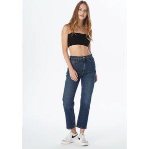 Cross Jeans Elıza Cropped Koyu Mavi Straight Fit Fermuarlı Jean Pantolon C 4518-075