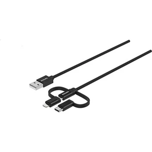 MFİ Apple Lisanslı 3in1 Micro-Lightining-Type-C Hızlı Şarj ve Data Kablosu 1.2m Siyah DLC3104T