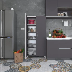 Kenzlife 2 kapılı dolap çilem 188*090*032 gri kilitli ayaklı banyo mutfak ofis kitaplık ayakkabılık kiler