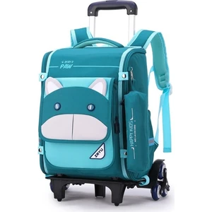 Çocuklar İçin Büyük Kapasiteli Tekerlekli Sırt Çantası - Açık Mavi (Yurt Dışından)