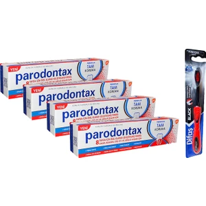 Paradontax Ferahlık Tam Koruma 200 ml  ( 50 ml X 4 ) ve Difaş Black Diş Fırçası
