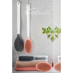 Silikon Masajlı Uzun Saplı Vücut Ve Masaj Fırçası Banyo Sırt Kesesi Yumuşak Fırçalı Doğal Kese