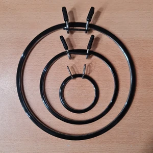 3 Boy Metal Kasnak Seti Siyah Renk - Küçük Orta Büyük Metal Nakış Kasnak Seti