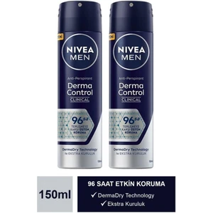 Men Derma Control Clinical Erkek Sprey Deodorant 150ml,96 Saat Üstün Koruma X2 Adet