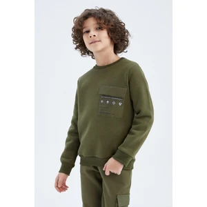 Erkek Çocuk Bisiklet Yaka Cep Baskılı Sweatshirt X9715A622AU