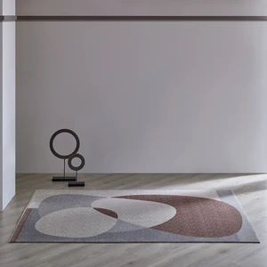 Enza Home Amorf Modern Özel Tasarım Dokuma Halı - Bordo/Bej 120 x 180 cm