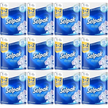 Selpak Kağıt Havlu 12 Rulo (3 Katlı) Dev Rulo Seti Ultra Emici ve Dayanıklı