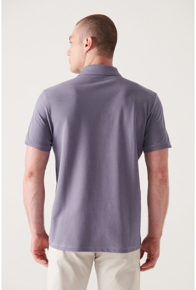 Avva Erkek Lila Polo Yaka Düz T-Shirt E001004