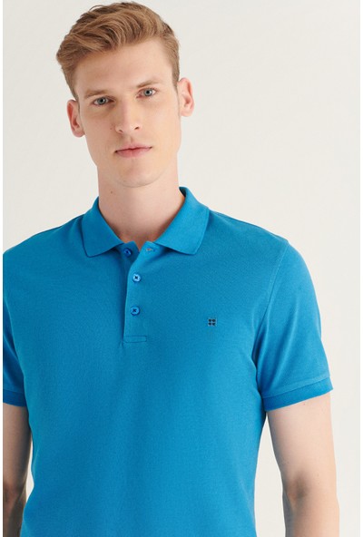 Avva Erkek Koyu Mavi Polo Yaka Düz T-Shirt E001004