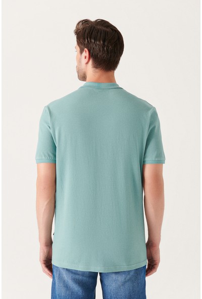 Avva Erkek Su Yeşili Basic Pamuklu Polo Yaka T-shirt E001004