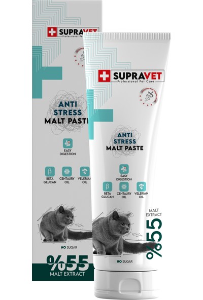 Supra Vet Anti Stress Relax Paste Sakinleştirici Kedi Macunu 100 gr (Şekersiz ) ( %55 Extra Malt )