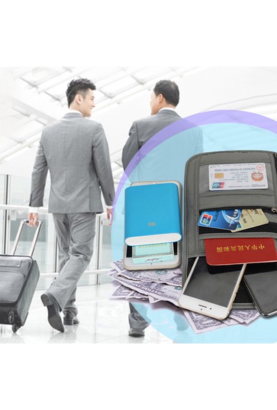 Jinyulai Boyun Askılı Cüzdan, Pasaport Koruyucu Rfid Engellemeli Çanta - Gri (Yurt Dışından)