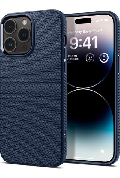 Spigen Apple iPhone 14 Pro Max Kılıf Liquid Air Navy Blue - ACS04814