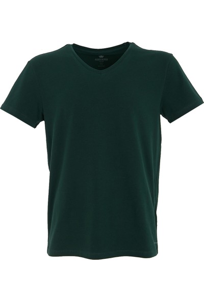 Adam Boxes Erkek V Yaka T-Shirt Simplo - Koyu Yeşil