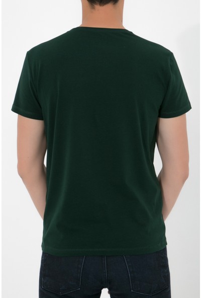 Adam Boxes Erkek V Yaka T-Shirt Simplo - Koyu Yeşil