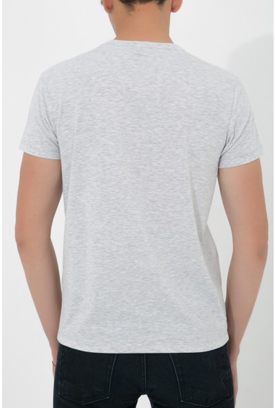 Adam Boxes Erkek V Yaka T-Shirt Simplo 2'li Paket - Açık Gri