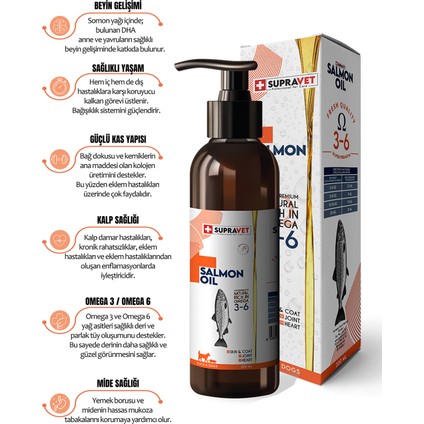 Supravet Salmon Oil Cats And Dogs 200 ml Doğal Kedi Köpek Norveç Somon Yağı
