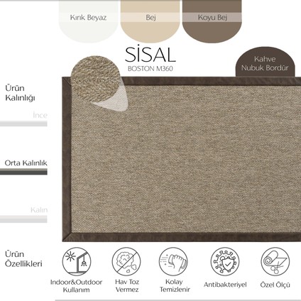 Boston M360 Hav Toz Vermez Kolay Temizlenen Hasır Doku Balık Sırtı İthal Sisal Halı fiyatları