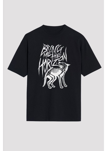 Bring Me The Horizon Baskılı Unisex Siyah Oversize T-Shirt