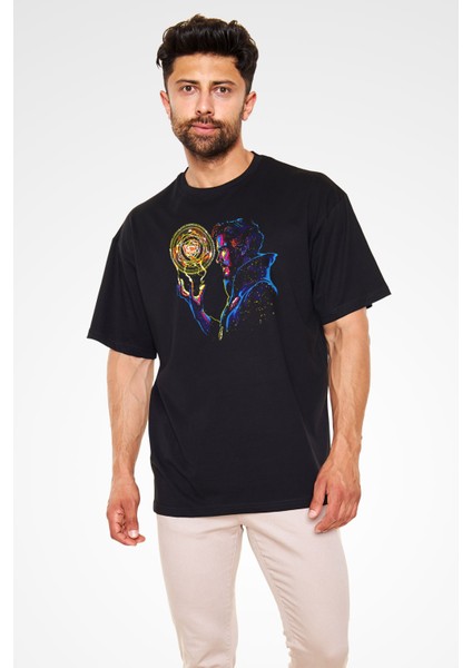 Doctor Strange Baskılı Unisex Siyah Oversize Tişört fiyatları