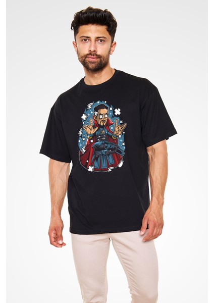Dr Strange Baskılı Unisex Siyah Oversize Tişört fiyatları