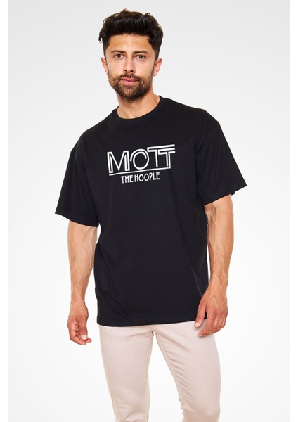 Mott The Hoople Baskılı Unisex Siyah Oversize T-Shirt fiyatları