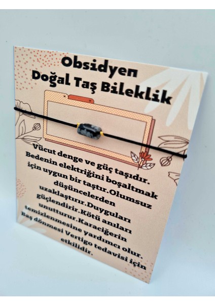Doğal Taş Obsidyen Taşı Bileklik modelleri