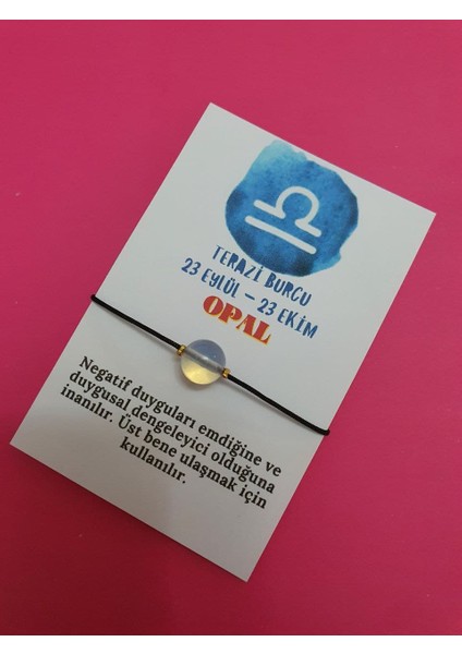 Terazi Burcu Opal Doğal Taş Ip Burç Bilekliği