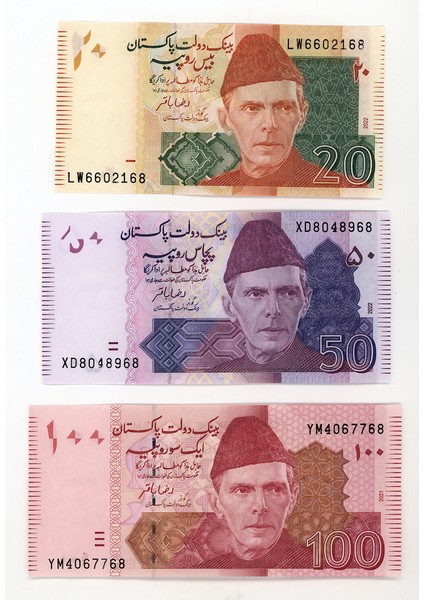 Pakistan 3 Adet Koleksiyon Banknot Serisi
