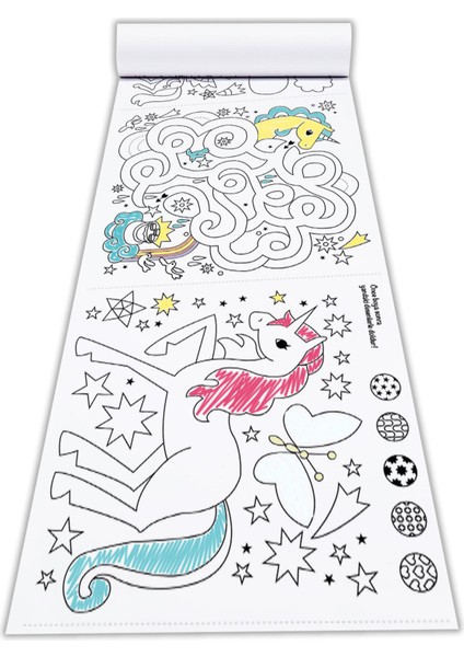 Unicorn Magic - Tek Boynuzlu At - Dev Boyama Kağıdı - Boyama Rulosu - Büyük Boy 5 Metre Uzunluk - Mesut Oymak