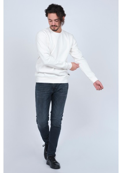 Erkek Bisiklet Yaka Sweatshirt 62422106 Beyaz fiyatları