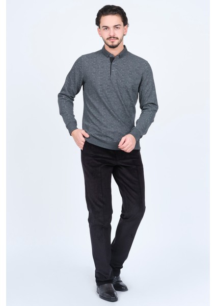 Erkek Desenli Polo Yaka Triko Sweat 6782251 Antrasit fiyatları