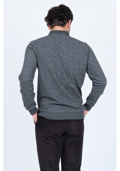 Erkek Desenli Polo Yaka Triko Sweat 6782251 Antrasit indirimleri