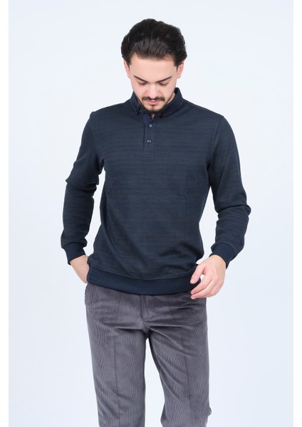 Erkek Desenli Polo Yaka Triko Sweat 6782252 Haki