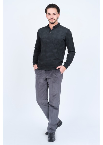 Erkek Desenli Polo Yaka Triko Sweat 6782257 Siyah fiyatları
