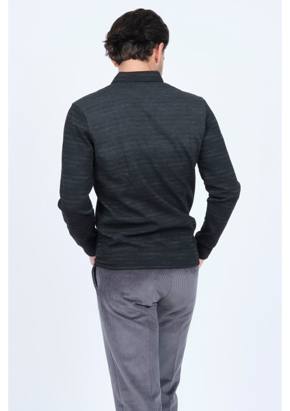 Erkek Desenli Polo Yaka Triko Sweat 6782257 Siyah indirimleri