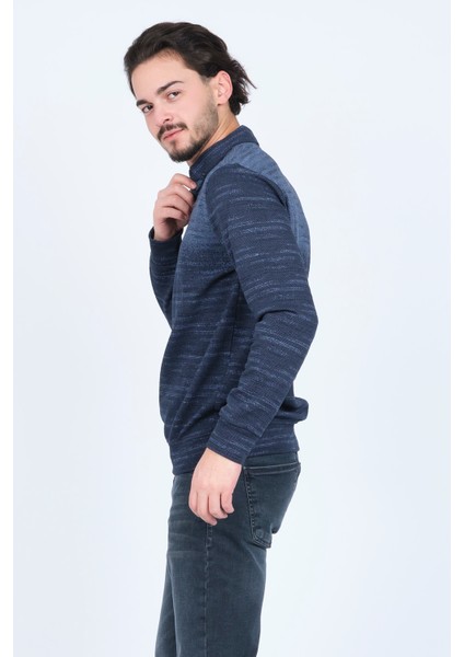 Erkek Desenli Polo Yaka Triko Sweat 6782257 Indigo
