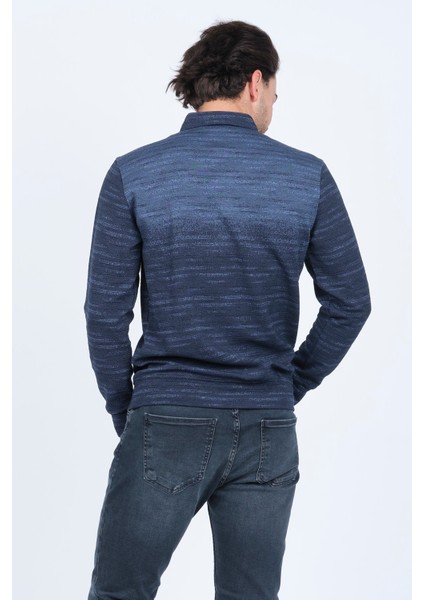 Erkek Desenli Polo Yaka Triko Sweat 6782257 Indigo