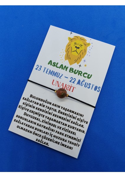 Aslan Burcu Unakit Doğal Taş Ip Burç Bilekliği