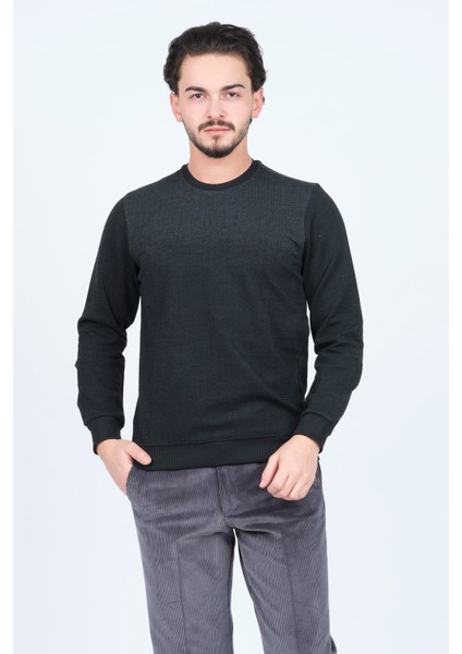 Erkek Desenli Bisiklet Yaka Triko Sweat 6782267 Siyah fırsatları