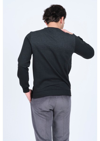 Erkek Desenli Bisiklet Yaka Triko Sweat 6782267 Siyah indirimleri