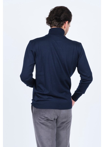 Erkek Desenli Tam Balıkçı Triko Yün Kazak 5596984 Lacivert indirimleri