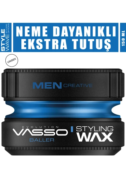 24 Saat Tutuş Sağlayan Tüm Saç Tipleri Için Parlak Görünüm Veren Neme Karşı Dayanıklı Wax 150 ml 8699216347591(Baller)