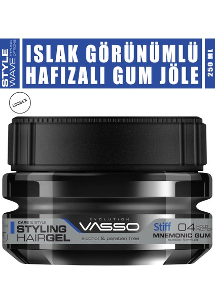 24 Saat Üstün Tutucu Özellikli Islak Görünümlü Hafızalı Saç Jölesi Stiff Mnemonic Gum Gel 250 ml 8699216347782