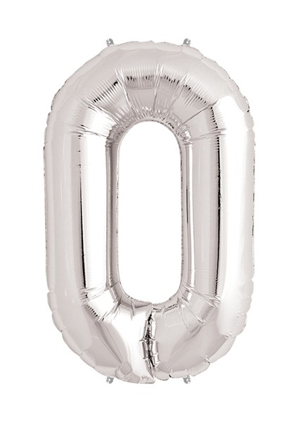 0 Rakam Folyo Balon Gümüş 40 Inç (Clz)