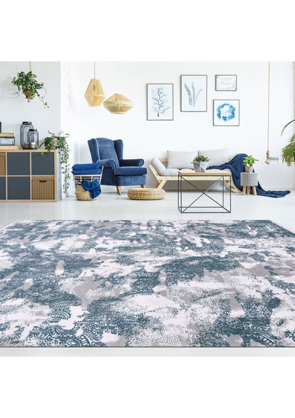 Çam Halı Crea Plus Galaxy Blossom 13620 Gri Lacivert Eskitme Desenli Makine Halısı fiyatları