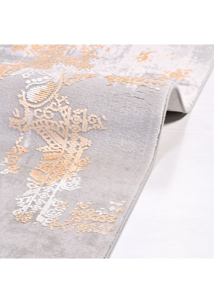 Çam Halı Crea Plus Galaxy Blossom 13408 Gri Taba Eskitme Desenli Makine Halısı