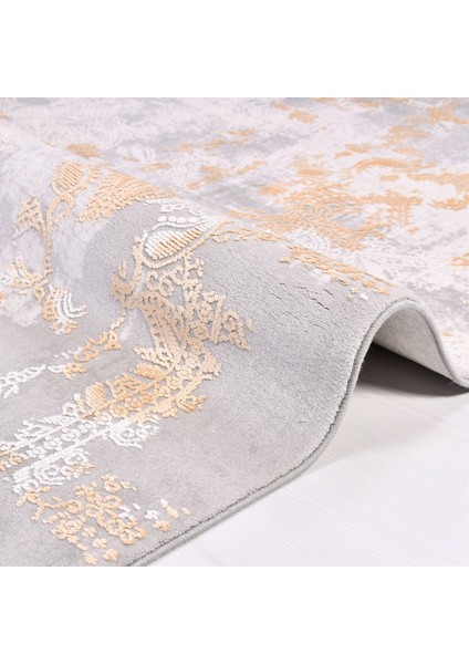 Çam Halı Crea Plus Galaxy Blossom 13408 Gri Taba Eskitme Desenli Makine Halısı